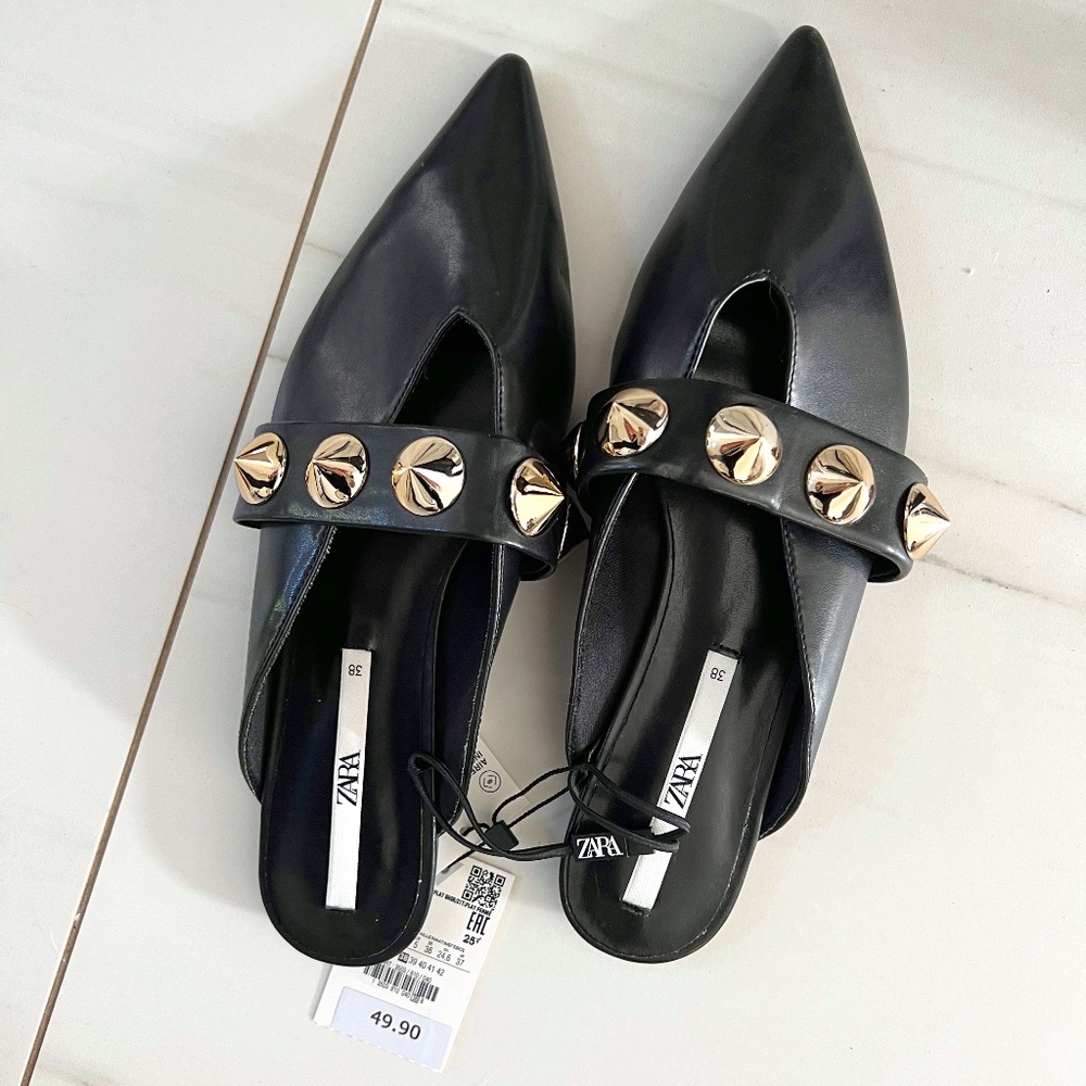 NEW Zara Pointed Studded Mule
